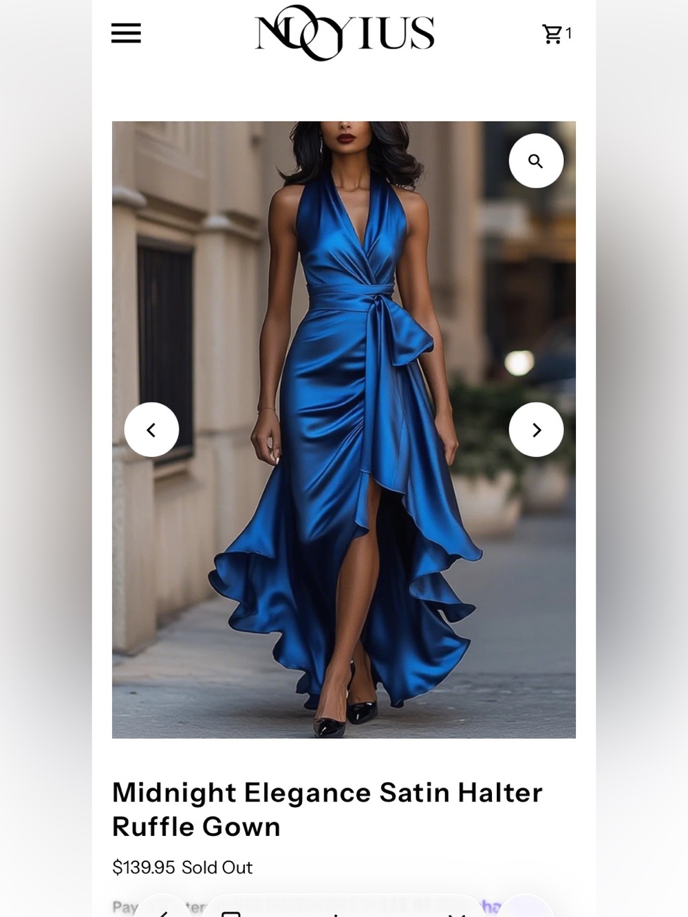 Midnight Elegance Ruffle Gown-L
Satin Halter High-Low Evening Dress Royal Blue